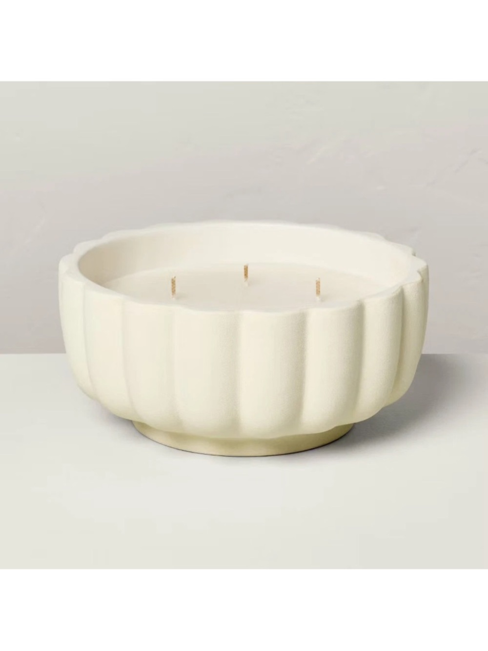 5-Wick Rustic Ceramic Salt Scalloped Jar Candle Cream 32oz - Hearth & Hand™